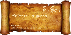 Pázsit Zsigmond névjegykártya